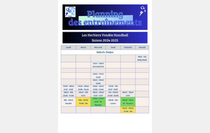 Planning d'entraînements - Saison 2024-2025